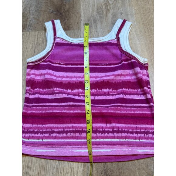 90s Knit Works Large Pink Striped Sleeveless Double Layer Tank Top - Picture 5 of 5